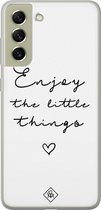 Samsung S21 FE hoesje siliconen - Enjoy life | Samsung Galaxy S21 FE case | wit | TPU backcover transparant