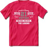 21 Jaar Legend T-Shirt | Zilver - Wit | Grappig Verjaardag en Feest Cadeau | Dames - Heren - Unisex | Kleding Kado | - Roze - XXL