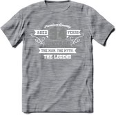 34 Jaar Legend T-Shirt | Zilver - Wit | Grappig Verjaardag en Feest Cadeau | Dames - Heren - Unisex | Kleding Kado | - Donker Grijs - Gemaleerd - XXL