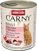 Animonda Carny Kalkoen, Kip + Garnalen Volwassen 6 x 800 g -kattenvoer-natvoer-