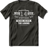 14 Jaar Legend T-Shirt | Zilver - Wit | Grappig Verjaardag en Feest Cadeau | Dames - Heren - Unisex | Kleding Kado | - Donker Grijs - M