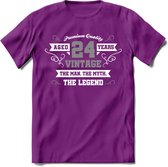 24 Jaar Legend T-Shirt | Zilver - Wit | Grappig Verjaardag en Feest Cadeau | Dames - Heren - Unisex | Kleding Kado | - Paars - M