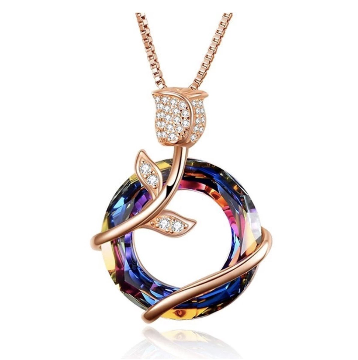 Ketting dames | ketting dames rosekleurig | roos ketting | ketting met steen | ketting dames met hanger | cadeau voor vrouw | kerstcadeau voor vrouw | kerstcadeautje