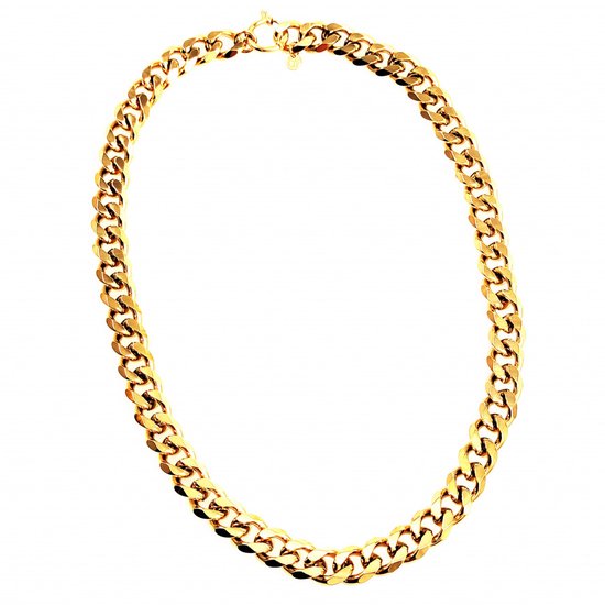 Dottilove 55cm Cubaanse Ketting Dames - Geel Gold Plated op RVS - Ketting Miami-Stijl