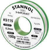 Stannol KS115 Soldeertin, loodvrij Spoel Sn99,3Cu0,7 100 g 0.3 mm