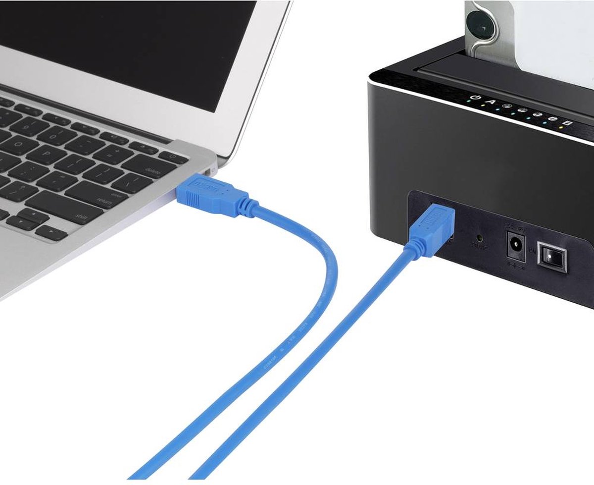 Renkforce USB-kabel USB 3.2 Gen1 (USB 3.0 / USB 3.1 Gen1) USB-A stekker, USB-B stekker 1.80 m Blauw Vergulde steekconta