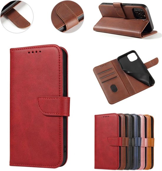 Geschikt voor iPhone Xs Max Telefoonhoesje Kunstleer met Magnetisch lipje en Pasjeshouder Book Case met Klepje - Rood - Smartphonica geschikt voor iPhone Xs Max