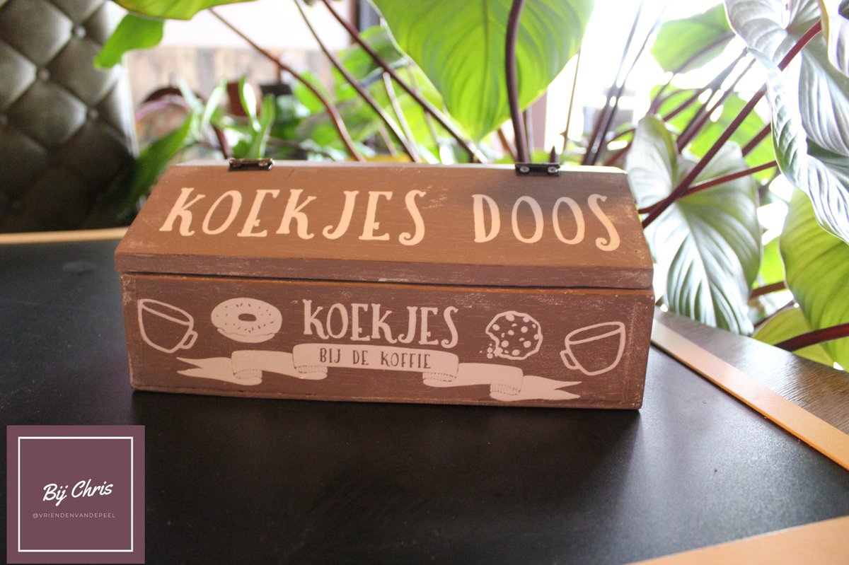 Koekjes doos / koekjestrommel 11x27cm taupe