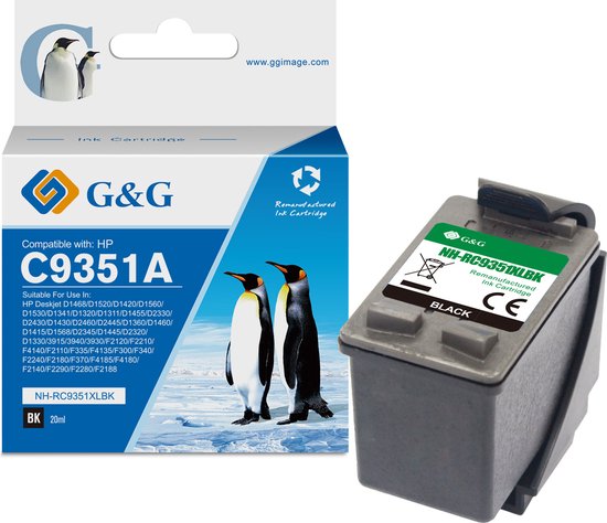 G&G 21XL Inktcartridge HP 21( C9351AE) 21XL( C9351CE) Zwart Hoge... | bol.com