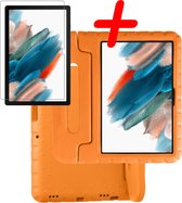 Samsung Galaxy Tab A8 Hoes Kinderhoes Met Screenprotector - Samsung Galaxy Tab A8 Screenprotector Glas - Kindvriendelijke Samsung Tab A8 Cover Kids Case Oranje