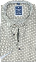 Redmond regular fit overhemd - korte mouw - poplin dessin - groen met wit - Strijkvriendelijk - Boordmaat: 49/50
