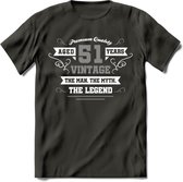 51 Jaar Legend T-Shirt | Zilver - Wit | Grappig Verjaardag en Feest Cadeau | Dames - Heren - Unisex | Kleding Kado | - Donker Grijs - M