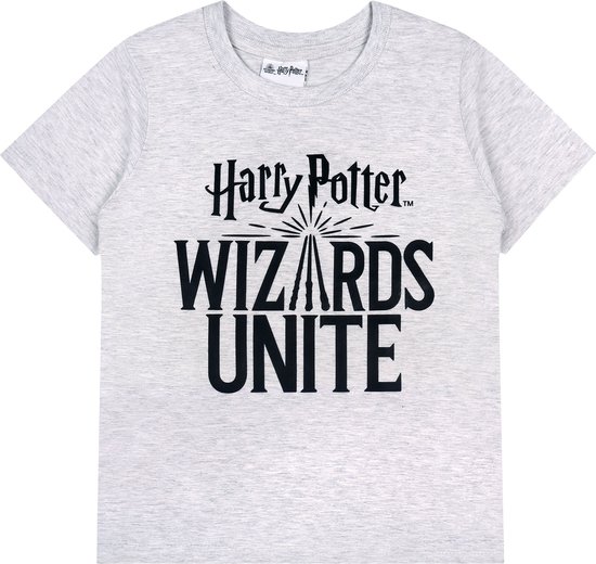 Grijs t-shirt met korte mouwen en Harry Potter print / 140 cm