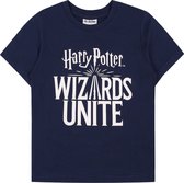 Donkerblauw T-shirt met Harry Potter print / 128 cm