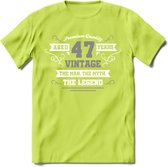 47 Jaar Legend T-Shirt | Zilver - Wit | Grappig Verjaardag en Feest Cadeau | Dames - Heren - Unisex | Kleding Kado | - Groen - XL
