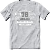 78 Jaar Legend T-Shirt | Zilver - Wit | Grappig Verjaardag en Feest Cadeau | Dames - Heren - Unisex | Kleding Kado | - Licht Grijs - Gemaleerd - XL