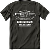 57 Jaar Legend T-Shirt | Zilver - Wit | Grappig Verjaardag en Feest Cadeau | Dames - Heren - Unisex | Kleding Kado | - Donker Grijs - 3XL