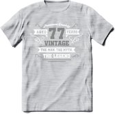 77 Jaar Legend T-Shirt | Zilver - Wit | Grappig Verjaardag en Feest Cadeau | Dames - Heren - Unisex | Kleding Kado | - Licht Grijs - Gemaleerd - XL
