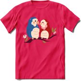 Lovebirds - Valentijn T-Shirt | Grappig Valentijnsdag Cadeautje voor Hem en Haar | Dames - Heren - Unisex | Kleding Cadeau | - Roze - XXL