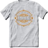 1956 The One And Only T-Shirt | Goud - Zilver | Grappig Verjaardag  En  Feest Cadeau | Dames - Heren | - Licht Grijs - Gemaleerd - L