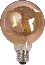 Zering - Filament lamp – Kooldraadlamp –Ø 9.5cm - E27 fitting – LED lamp – Spiraallamp – Edison lamp – Lamp - Dimbaar – Rook Glas – 2200K - 4W - Warm