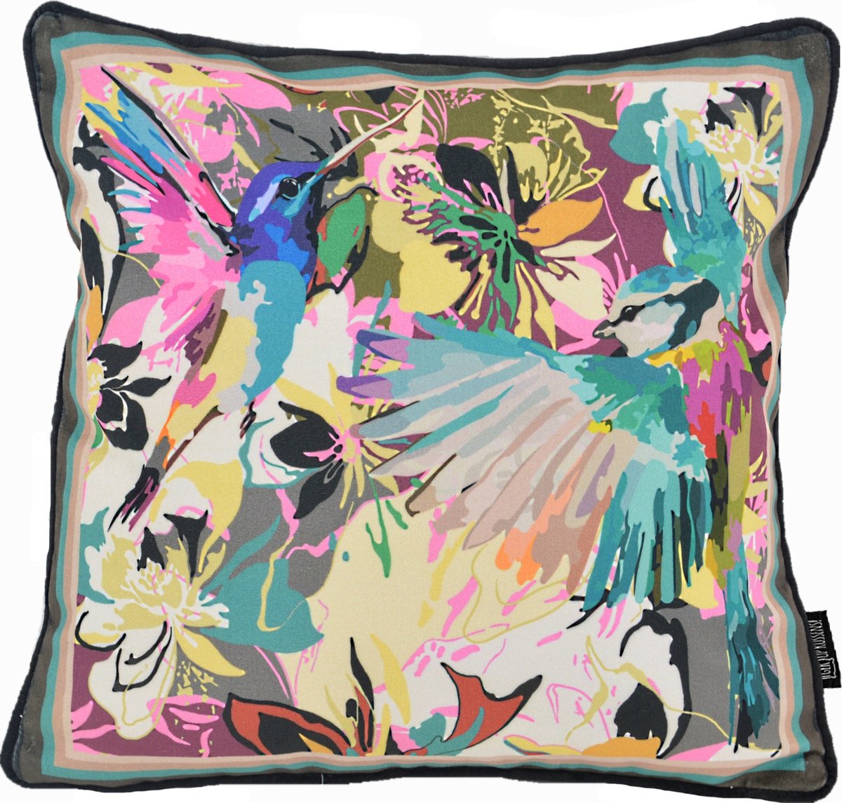 Gek op Kussens! Velvet Artistic Birds Kussenhoes | Fluweel / Polyester | 45 x 45 cm Multi