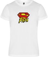 Wit t-shirt met 'Super Papa' Logo Size XL