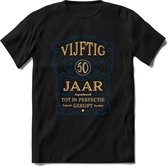 50 Jaar Legendarisch Gerijpt T-Shirt | Royal Blue - Ivoor | Grappig Verjaardag en Feest Cadeau Shirt | Dames - Heren - Unisex | Tshirt Kleding Kado | - Zwart - S