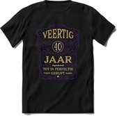 40 Jaar Legendarisch Gerijpt T-Shirt | Paars - Ivoor | Grappig Verjaardag en Feest Cadeau Shirt | Dames - Heren - Unisex | Tshirt Kleding Kado | - Zwart - S