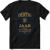 30 Jaar Legendarisch Gerijpt T-Shirt | Royal Blue - Ivoor | Grappig Verjaardag en Feest Cadeau Shirt | Dames - Heren - Unisex | Tshirt Kleding Kado | - Zwart - XL