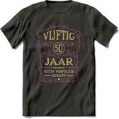 50 Jaar Legendarisch Gerijpt T-Shirt | Oud Roze - Ivoor | Grappig Verjaardag en Feest Cadeau Shirt | Dames - Heren - Unisex | Tshirt Kleding Kado | - Donker Grijs - 3XL