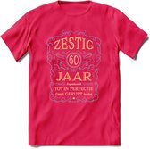 60 Jaar Legendarisch Gerijpt T-Shirt | Sky Blue - Ivoor | Grappig Verjaardag en Feest Cadeau Shirt | Dames - Heren - Unisex | Tshirt Kleding Kado | - Roze - S