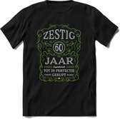 60 Jaar Legendarisch Gerijpt T-Shirt | Groen - Grijs | Grappig Verjaardag en Feest Cadeau Shirt | Dames - Heren - Unisex | Tshirt Kleding Kado | - Zwart - 3XL