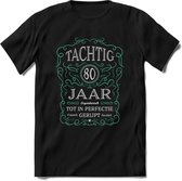 80 Jaar Legendarisch Gerijpt T-Shirt | Aqua - Grijs | Grappig Verjaardag en Feest Cadeau Shirt | Dames - Heren - Unisex | Tshirt Kleding Kado | - Zwart - XXL