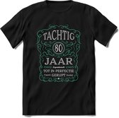 80 Jaar Legendarisch Gerijpt T-Shirt | Aqua - Grijs | Grappig Verjaardag en Feest Cadeau Shirt | Dames - Heren - Unisex | Tshirt Kleding Kado | - Zwart - XL