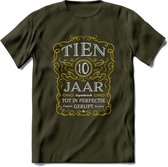 10 Jaar Legendarisch Gerijpt T-Shirt | Geel - Grijs | Grappig Verjaardag en Feest Cadeau Shirt | Dames - Heren - Unisex | Tshirt Kleding Kado | - Leger Groen - XXL