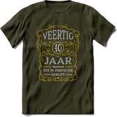 40 Jaar Legendarisch Gerijpt T-Shirt | Geel - Grijs | Grappig Verjaardag en Feest Cadeau Shirt | Dames - Heren - Unisex | Tshirt Kleding Kado | - Leger Groen - M