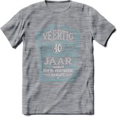 40 Jaar Legendarisch Gerijpt T-Shirt | Lichtblauw - Grijs | Grappig Verjaardag en Feest Cadeau Shirt | Dames - Heren - Unisex | Tshirt Kleding Kado | - Donker Grijs - Gemaleerd - 3