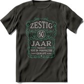 60 Jaar Legendarisch Gerijpt T-Shirt | Aqua - Grijs | Grappig Verjaardag en Feest Cadeau Shirt | Dames - Heren - Unisex | Tshirt Kleding Kado | - Donker Grijs - 3XL