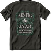 60 Jaar Legendarisch Gerijpt T-Shirt | Aqua - Grijs | Grappig Verjaardag en Feest Cadeau Shirt | Dames - Heren - Unisex | Tshirt Kleding Kado | - Donker Grijs - M