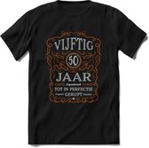 50 Jaar Legendarisch Gerijpt T-Shirt | Oranje - Grijs | Grappig Verjaardag en Feest Cadeau Shirt | Dames - Heren - Unisex | Tshirt Kleding Kado | - Zwart - L