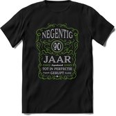 90 Jaar Legendarisch Gerijpt T-Shirt | Groen - Grijs | Grappig Verjaardag en Feest Cadeau Shirt | Dames - Heren - Unisex | Tshirt Kleding Kado | - Zwart - M