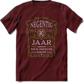90 Jaar Legendarisch Gerijpt T-Shirt | Groen - Grijs | Grappig Verjaardag en Feest Cadeau Shirt | Dames - Heren - Unisex | Tshirt Kleding Kado | - Burgundy - XL