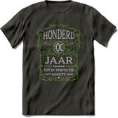 100 Jaar Legendarisch Gerijpt T-Shirt | Groen - Grijs | Grappig Verjaardag en Feest Cadeau Shirt | Dames - Heren - Unisex | Tshirt Kleding Kado | - Donker Grijs - 3XL