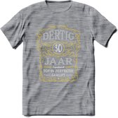 30 Jaar Legendarisch Gerijpt T-Shirt | Geel - Grijs | Grappig Verjaardag en Feest Cadeau Shirt | Dames - Heren - Unisex | Tshirt Kleding Kado | - Donker Grijs - Gemaleerd - L