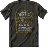 30 Jaar Legendarisch Gerijpt T-Shirt | Geel - Grijs | Grappig Verjaardag en Feest Cadeau Shirt | Dames - Heren - Unisex | Tshirt Kleding Kado | - Donker Grijs - XL