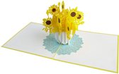 PaperCrush® pop-up kaart zonnebloemen - 3D bloemenkaart voor beste vriendin of moeder (verjaardagskaart, ronde verjaardag, bedank, goede betering) - handgemaakte popup felicitatiek