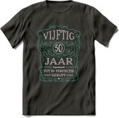 50 Jaar Legendarisch Gerijpt T-Shirt | Aqua - Grijs | Grappig Verjaardag en Feest Cadeau Shirt | Dames - Heren - Unisex | Tshirt Kleding Kado | - Donker Grijs - L