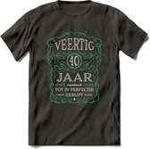 40 Jaar Legendarisch Gerijpt T-Shirt | Aqua - Grijs | Grappig Verjaardag en Feest Cadeau Shirt | Dames - Heren - Unisex | Tshirt Kleding Kado | - Donker Grijs - XL
