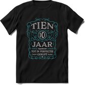 10 Jaar Legendarisch Gerijpt T-Shirt | Lichtblauw - Grijs | Grappig Verjaardag en Feest Cadeau Shirt | Dames - Heren - Unisex | Tshirt Kleding Kado | - Zwart - 3XL